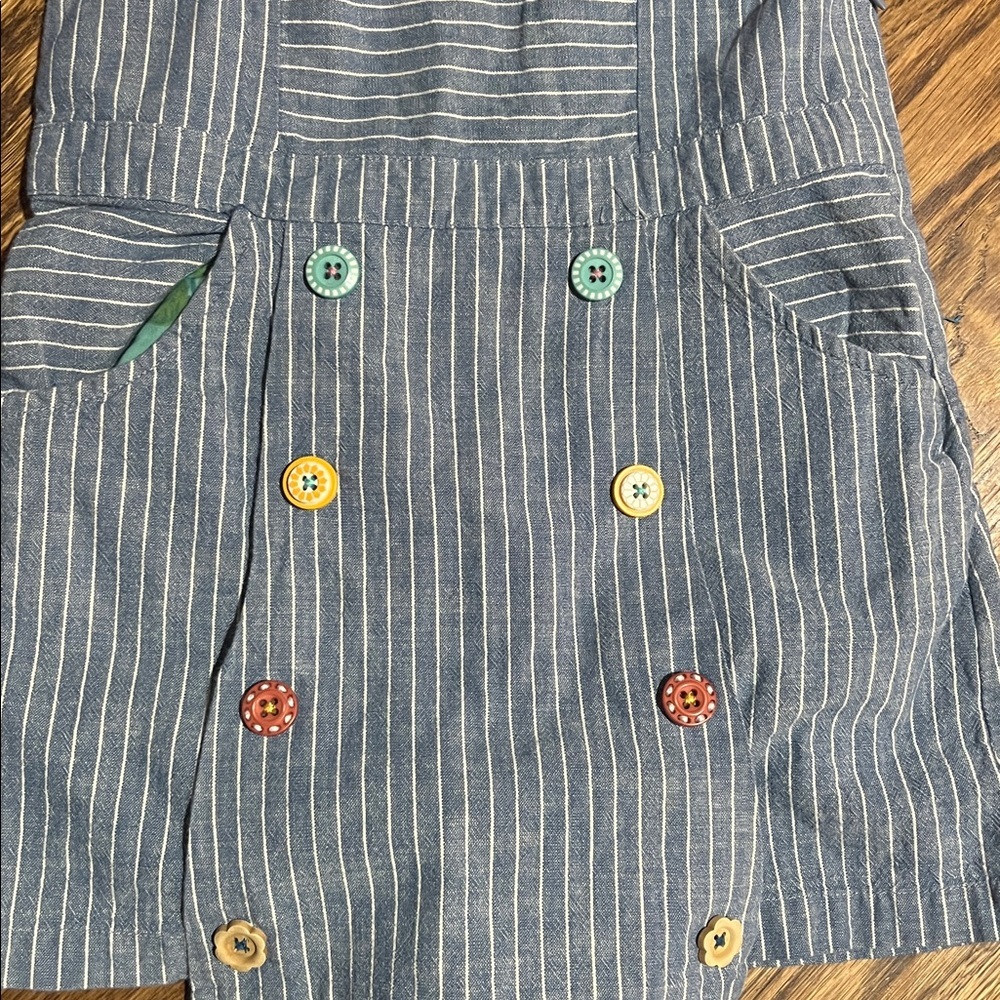 Matilda Jane Girls Chambray Romper With Colorful Buttons & Ruffle Straps - Picture 4 of 7